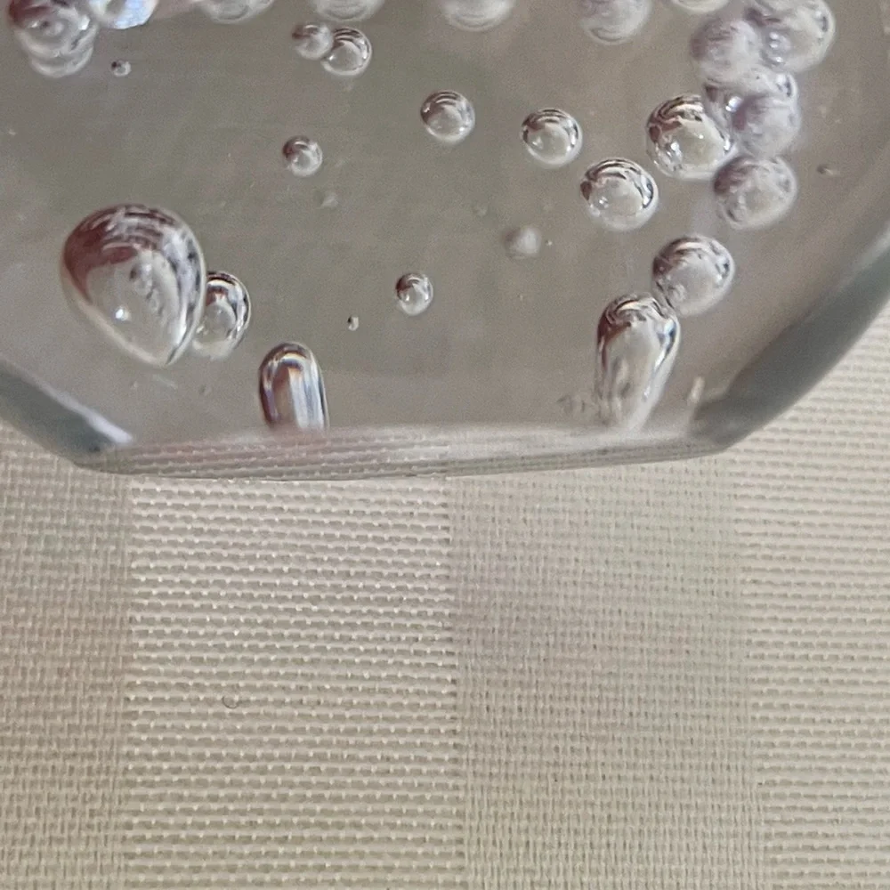 Three Paperweights 2 Vintage Clear Round Glass With Bubbles Murano Style & Bunny - Picture 15 of 16